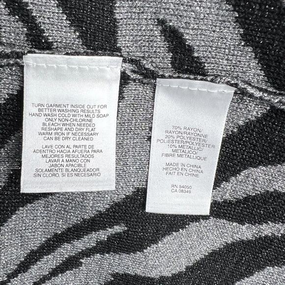 NWT Jones New York Signature Metallic Zebra Zip Cardigan LG - Picture 8 of 9